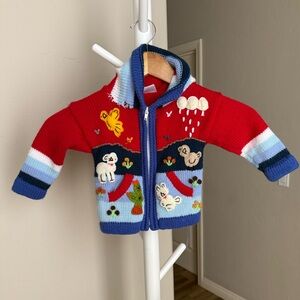 El Condor Peru Baby Knit Zip Up Hooded Sweater